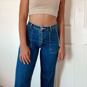 wide leg dark wash jeans